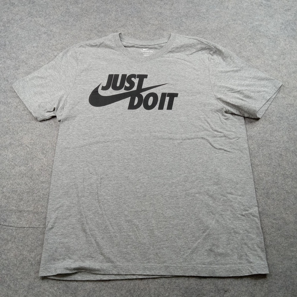 Nike Shirt Mens Large Gray Just Do It Swoosh Logo The Tee Graphic Tee Crewneck
